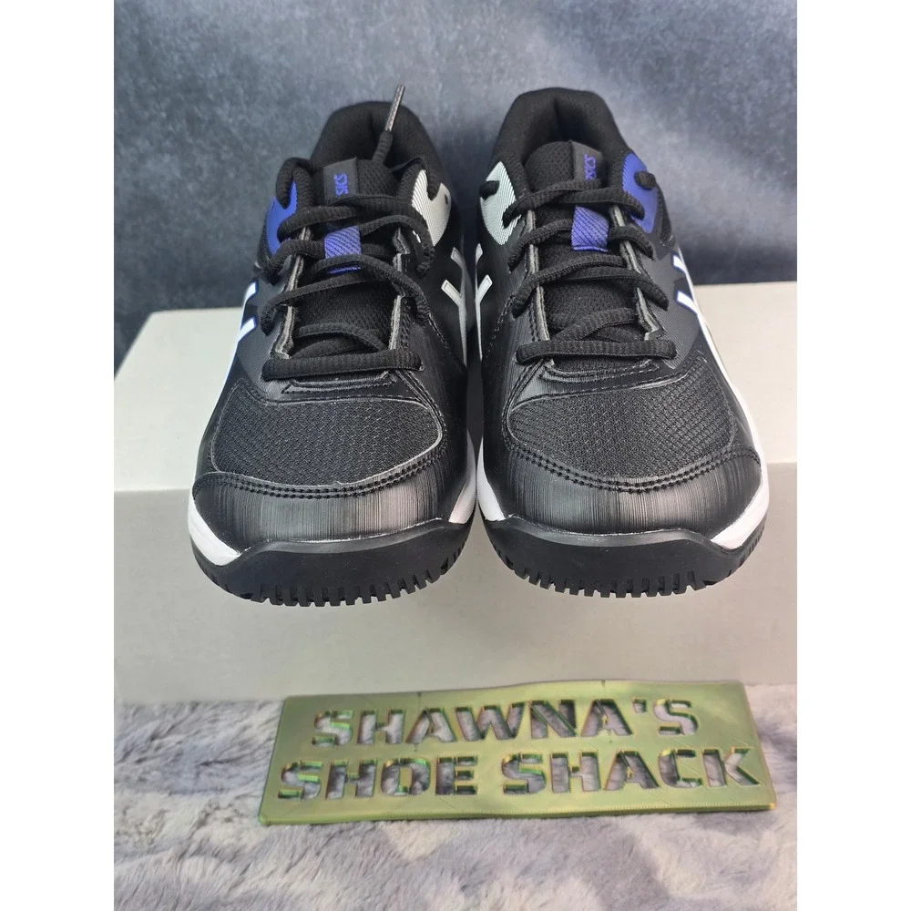 NWOT Asics Gel-Game GS Black White Blue Tennis Athletic Shoes Kids Size 4